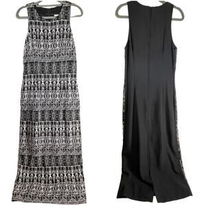 J.B.S Ltd Vintage Embroidered Midi Dress SIZE 10 Boho Zip up Fully Lined Black